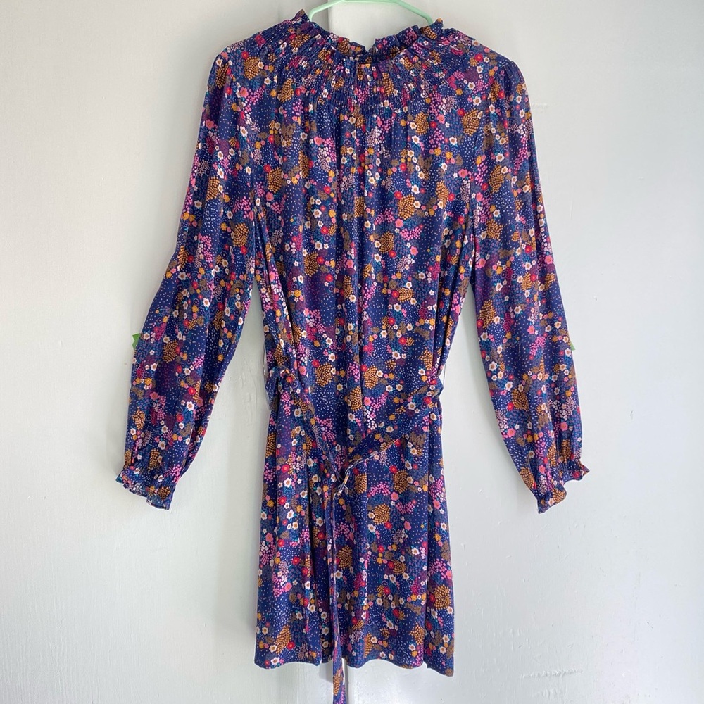 Caballero Mock Smock Creed Peacock Garden Long Sleeve Floral Mini Belted Dress